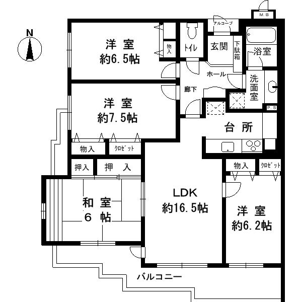 Floor plan. 4LDK, Price 46,800,000 yen, Occupied area 96.44 sq m , Balcony area 13 sq m