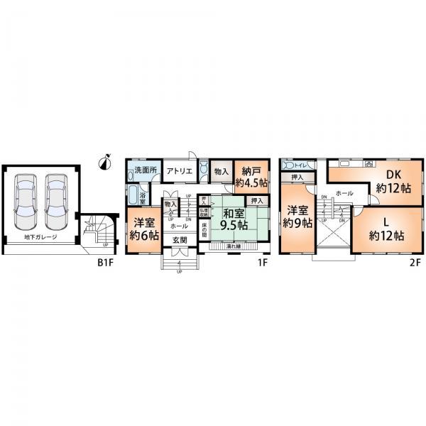 Floor plan. 34,800,000 yen, 3LDK+S, Land area 184.84 sq m , Building area 140.35 sq m Mato drawings