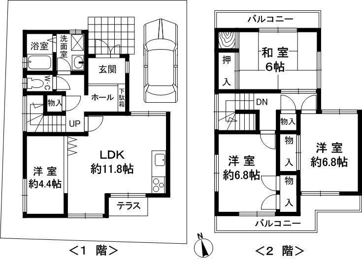 Floor plan. 44,600,000 yen, 4LDK, Land area 117.58 sq m , Building area 94 sq m