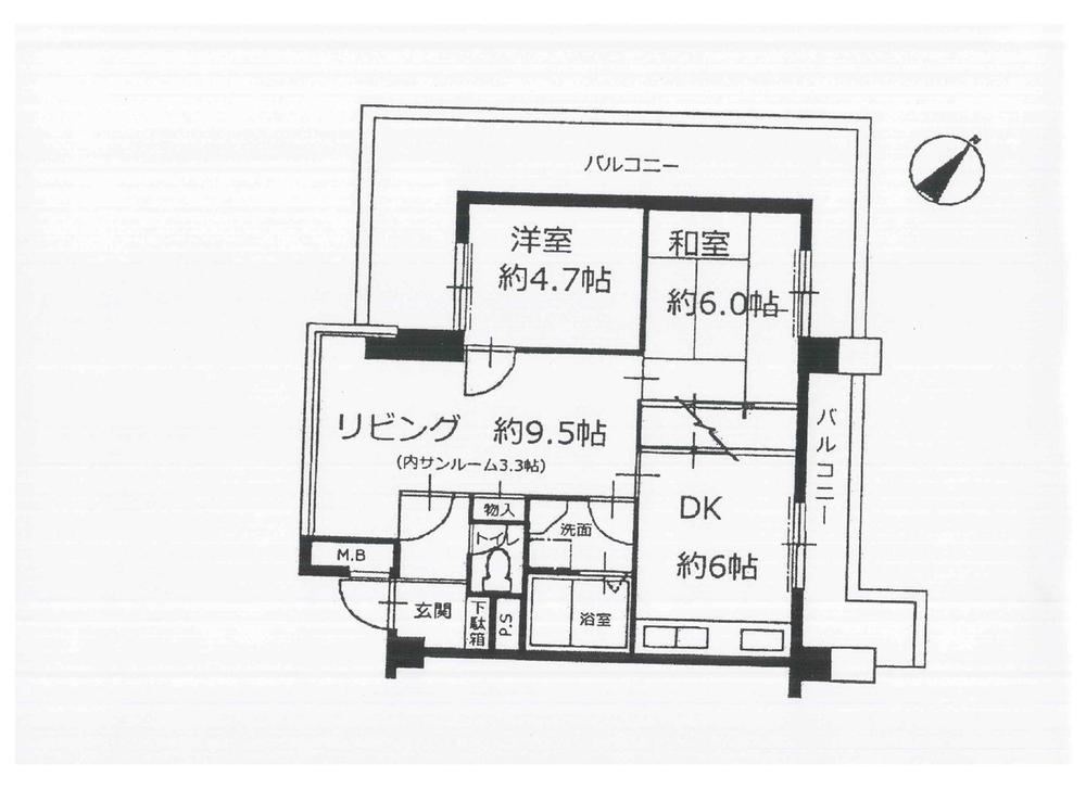 Floor plan. 3DK, Price 16.8 million yen, Occupied area 56.94 sq m , Balcony area 20.38 sq m