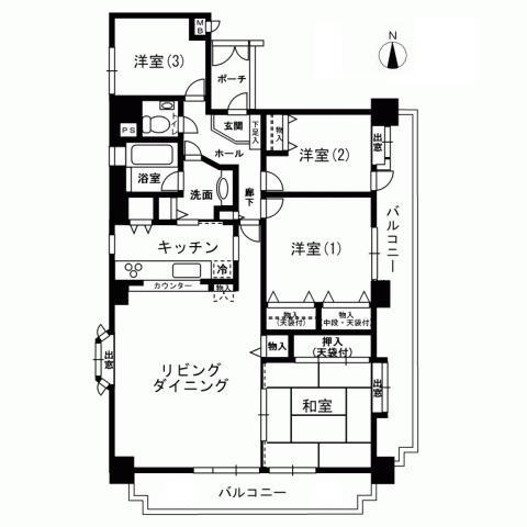 Floor plan. 4LDK, Price 21 million yen, Footprint 108 sq m , Balcony area 28.47 sq m