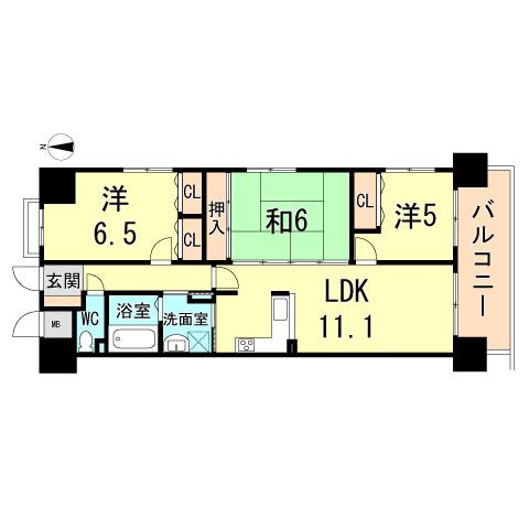Floor plan. 3LDK, Price 24,900,000 yen, Occupied area 70.84 sq m , Balcony area 8.64 sq m