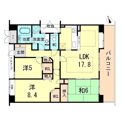 Floor plan. 3LDK, Price 24,300,000 yen, Occupied area 87.83 sq m , Balcony area 15.64 sq m