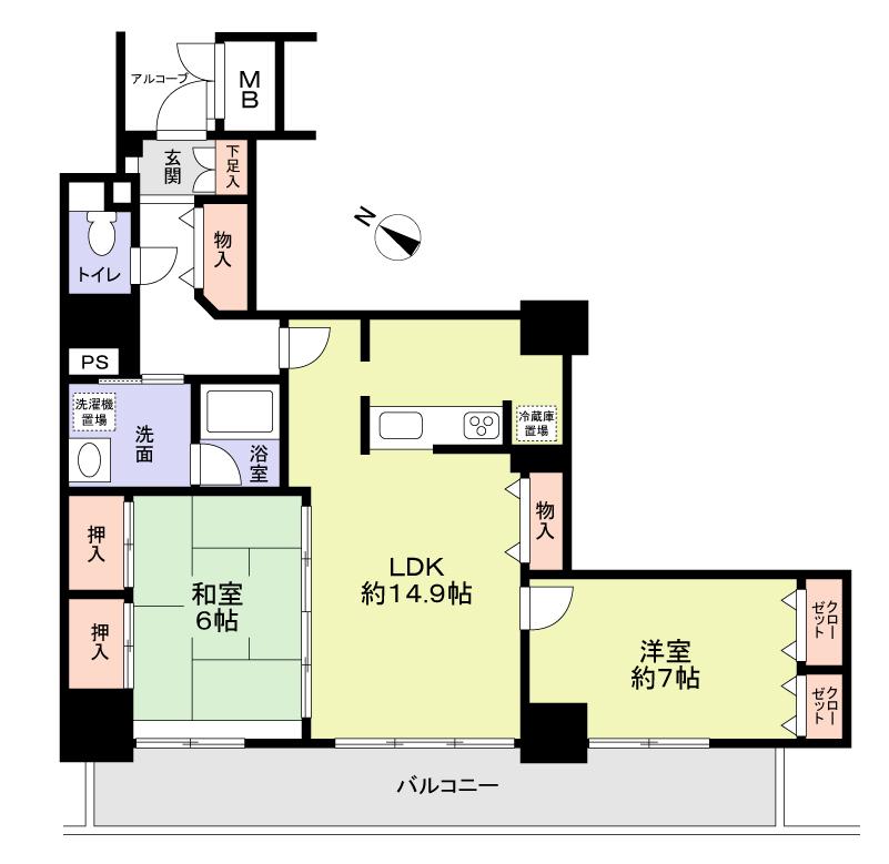 Floor plan. 2LDK, Price 35,800,000 yen, Occupied area 68.83 sq m , Balcony area 14.23 sq m   ■ Floor plan