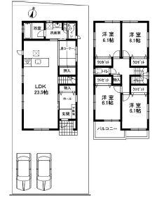 Floor plan. 56,300,000 yen, 4LDK, Land area 151.21 sq m , Building area 115.37 sq m