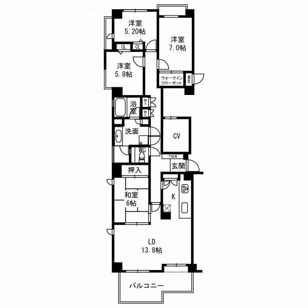 Floor plan. 4LDK, Price 41,800,000 yen, Footprint 102.15 sq m , Balcony area 11.9 sq m