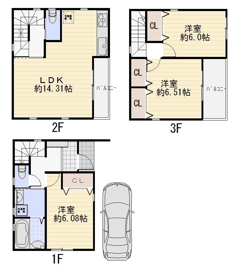 Floor plan. 33,800,000 yen, 4LDK, Land area 55 sq m , Building area 83.08 sq m 3LDK