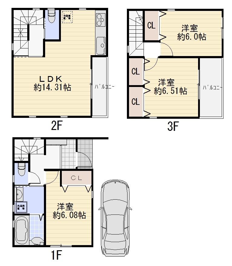 Floor plan. 33,800,000 yen, 4LDK, Land area 55 sq m , Building area 83.08 sq m 3LDK