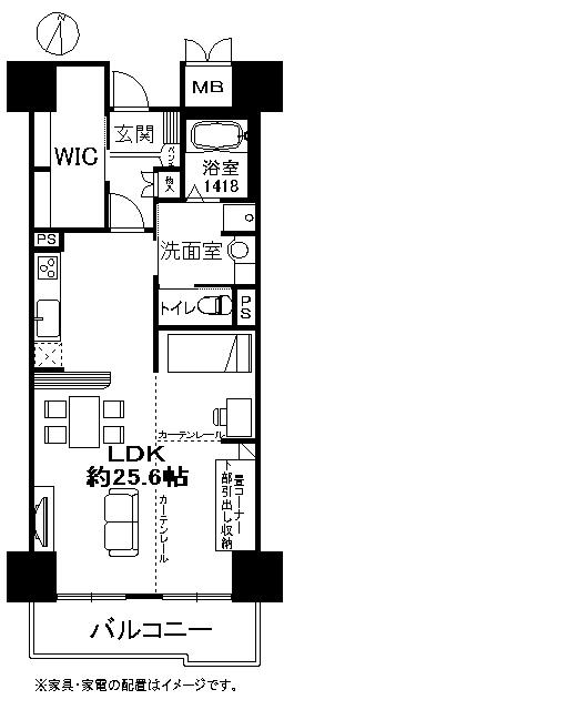 Floor plan. 1LDK + S (storeroom), Price 13.8 million yen, Occupied area 64.72 sq m , Balcony area 8.04 sq m
