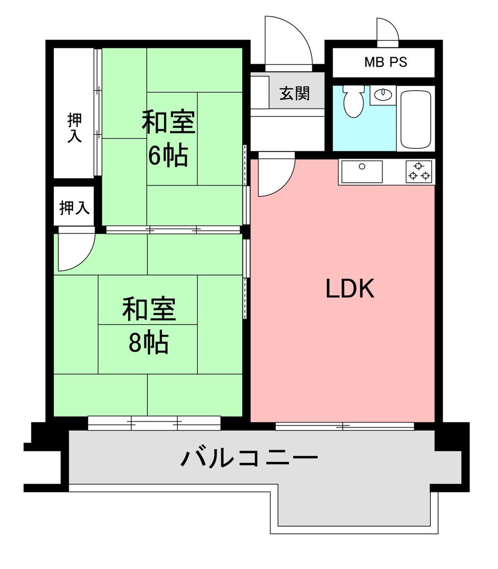 Floor plan. 2LDK, Price 12 million yen, Occupied area 51.22 sq m , Balcony area 12.57 sq m