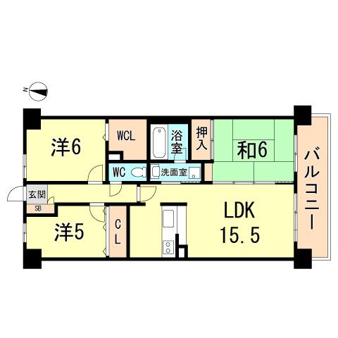 Floor plan. 3LDK, Price 19,800,000 yen, Footprint 69 sq m , Balcony area 10.8 sq m