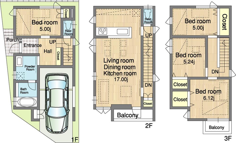 Floor plan. (No. 2 locations), Price 39,800,000 yen, 4LDK, Land area 54.54 sq m , Building area 97.4 sq m