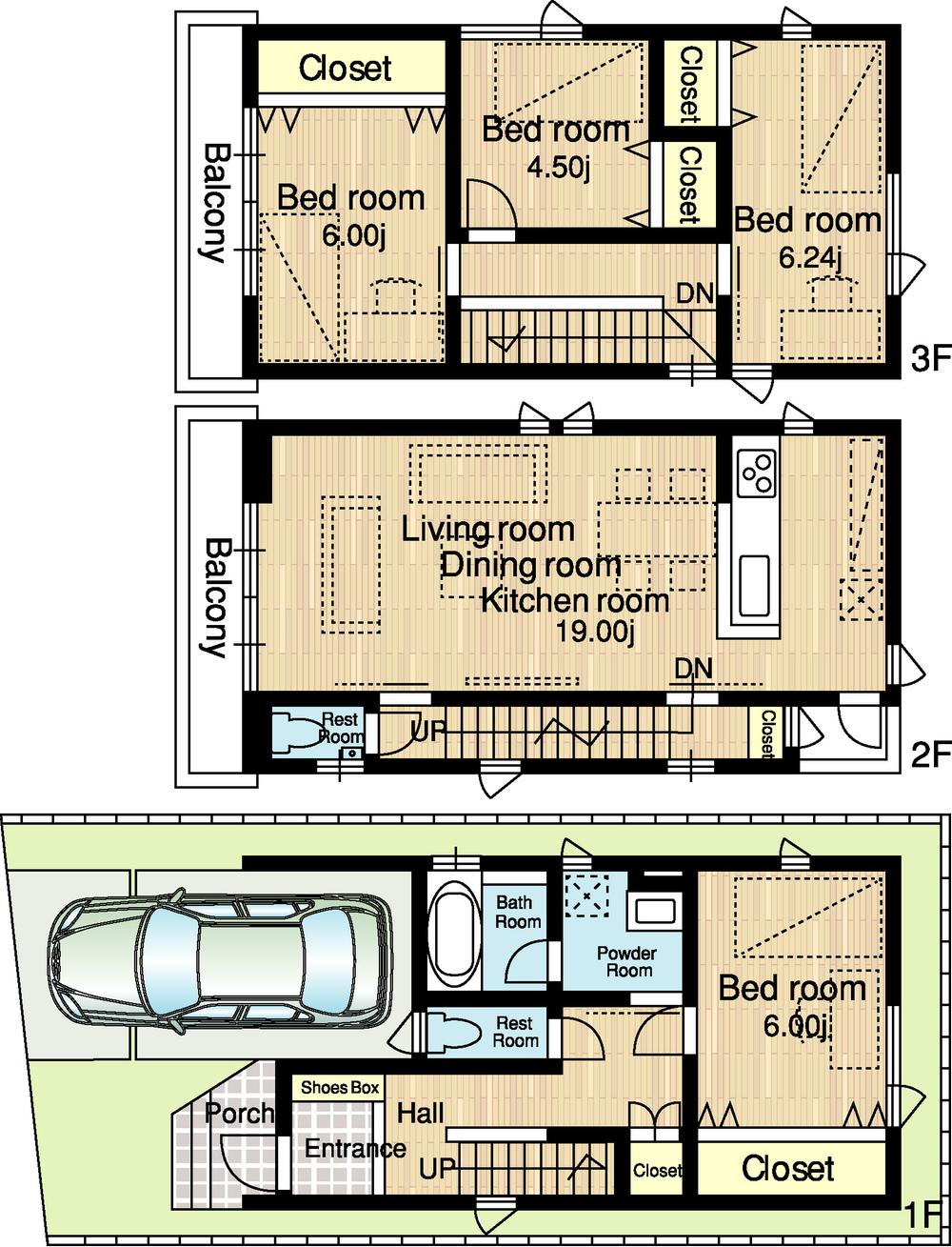 Floor plan. (No. 1 point), Price 39,800,000 yen, 4LDK, Land area 67.39 sq m , Building area 108.85 sq m