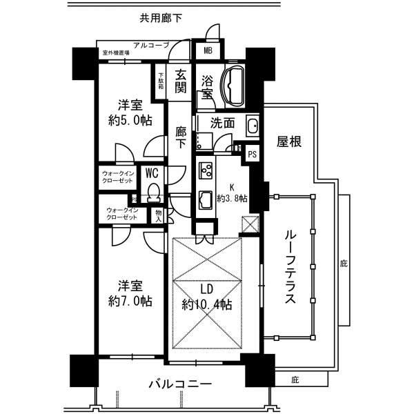 Floor plan. 2LDK, Price 24.5 million yen, Occupied area 61.06 sq m , Balcony area 11.53 sq m