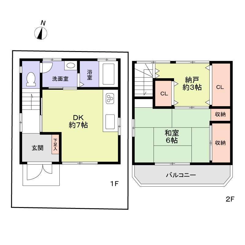 Floor plan. 14.8 million yen, 1DK + S (storeroom), Land area 39.82 sq m , Building area 44.88 sq m