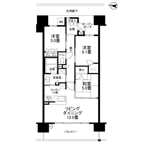 Floor plan. 3LDK, Price 24,800,000 yen, Occupied area 73.03 sq m , Balcony area 13 sq m built after not move property!