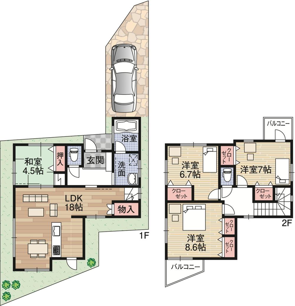 Floor plan. 58,800,000 yen, 4LDK, Land area 103.82 sq m , Building area 107.68 sq m