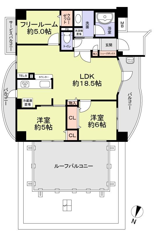 Floor plan. 2LDK + S (storeroom), Price 29,800,000 yen, Footprint 70.8 sq m , Balcony area 13.07 sq m   ■ 2SLDK  ■ Pet breeding Allowed  ■ Roof balcony