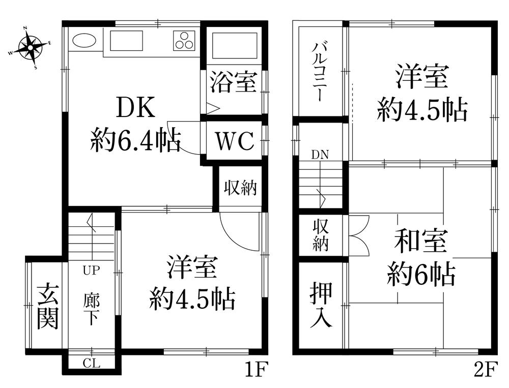 Floor plan. 8.8 million yen, 3DK, Land area 45.9 sq m , Building area 45 sq m