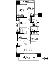Floor: 4LDK, occupied area: 95 sq m, Price: 34.4 million yen