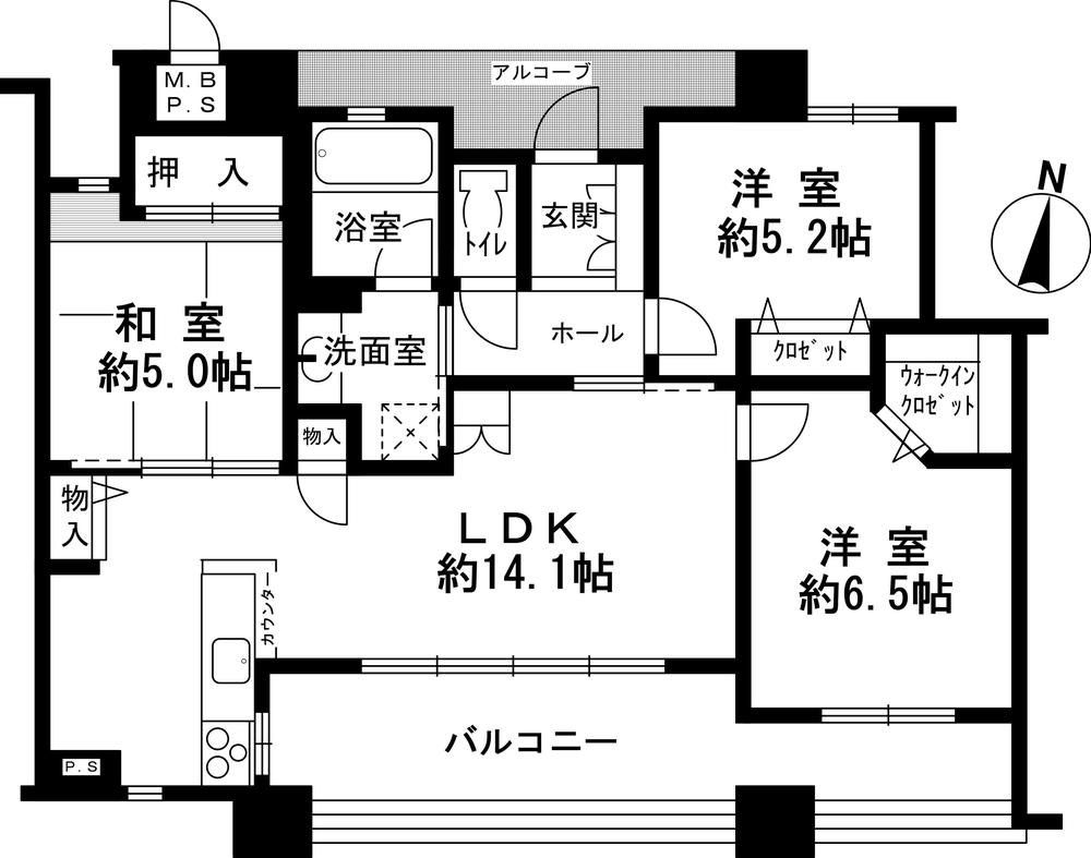 Floor plan. 3LDK, Price 37,900,000 yen, Occupied area 70.24 sq m , Balcony area 12.1 sq m