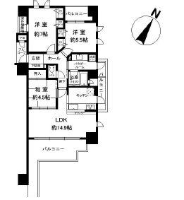 Floor plan. 3LDK, Price 34,800,000 yen, Footprint 71.1 sq m , Balcony area 22.14 sq m