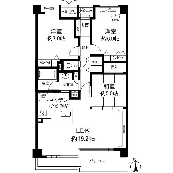 Floor plan. 3LDK, Price 31,400,000 yen, Occupied area 81.25 sq m , Balcony area 10.37 sq m
