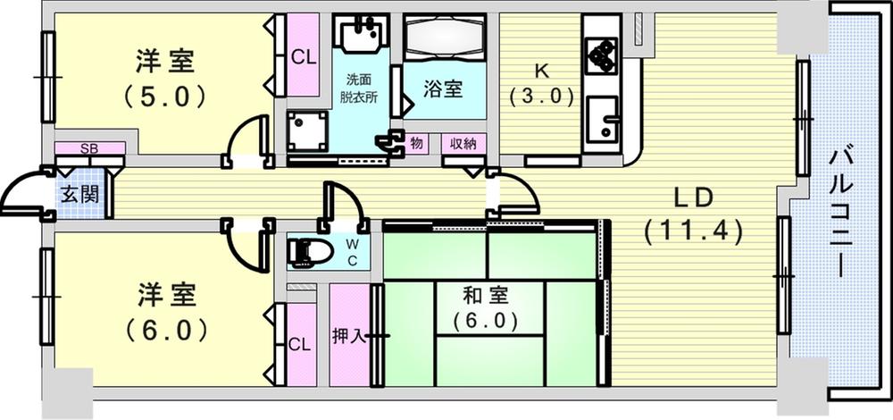 Floor plan. 3LDK, Price 19.9 million yen, Occupied area 70.01 sq m , Balcony area 9.78 sq m