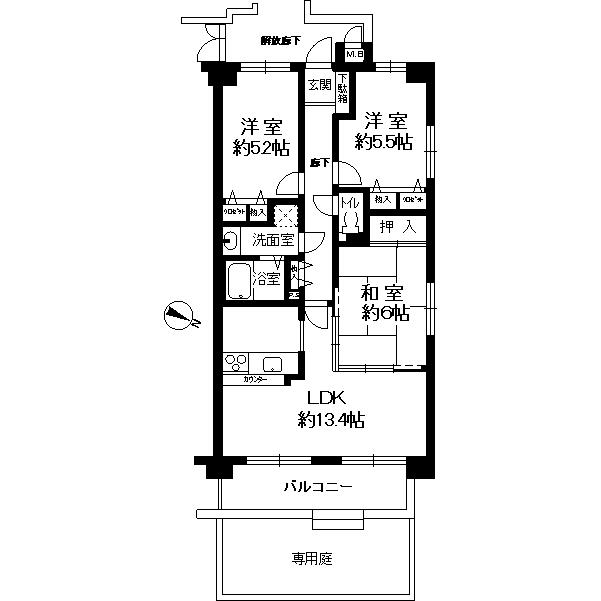 Floor plan. 3LDK, Price 18.9 million yen, Occupied area 66.05 sq m , Balcony area 7.95 sq m