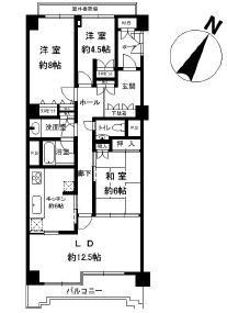 Floor plan. 3LDK, Price 31,800,000 yen, Occupied area 89.55 sq m , Balcony area 9.57 sq m