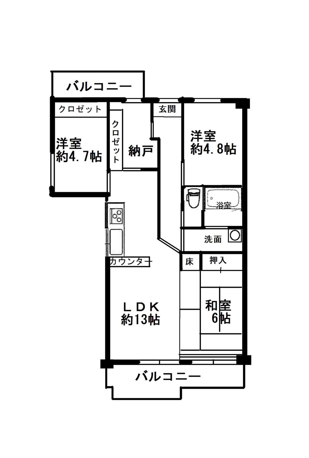 Floor plan. 3LDK + S (storeroom), Price 14.3 million yen, Occupied area 76.07 sq m , Balcony area 13.72 sq m