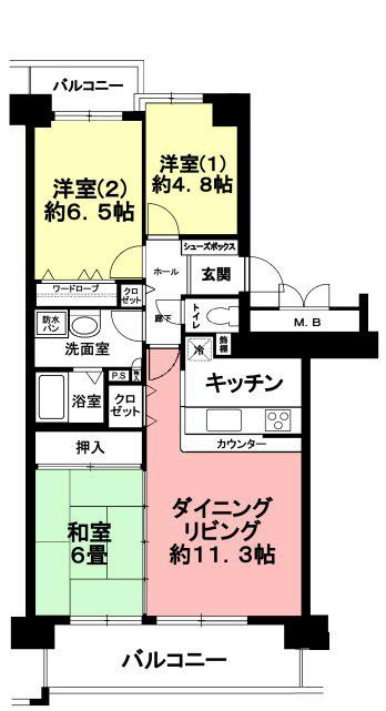 Floor plan. 3LDK, Price 12.3 million yen, Occupied area 71.88 sq m , Balcony area 12.68 sq m