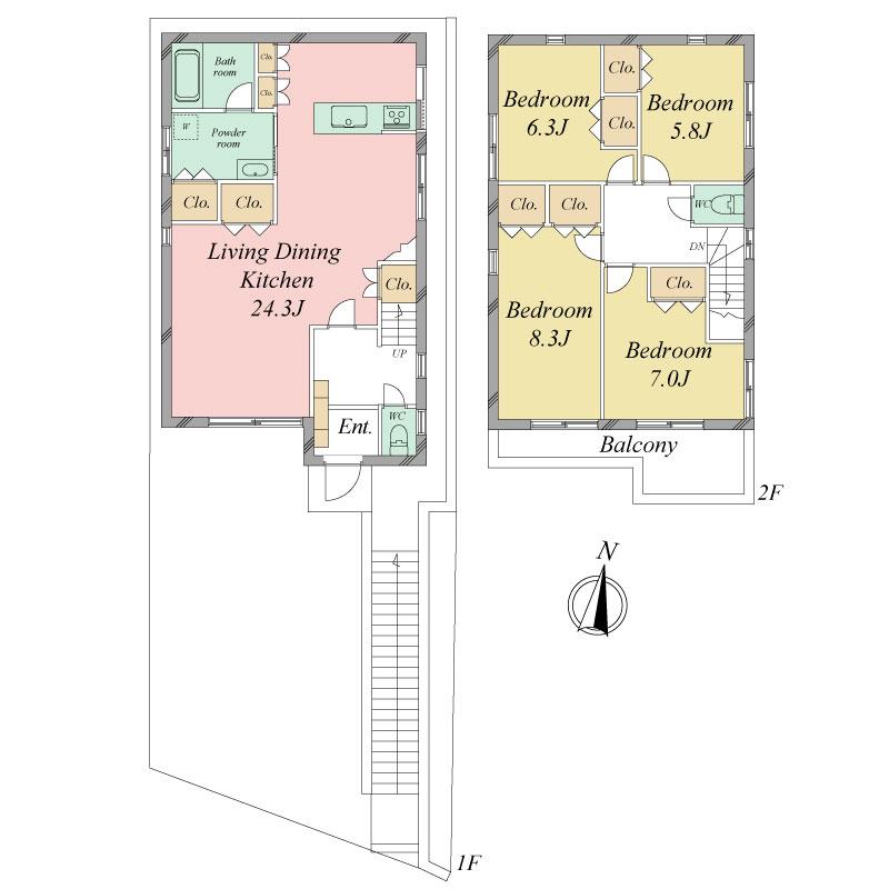 Floor plan. 62,800,000 yen, 4LDK, Land area 149.73 sq m , Building area 154.79 sq m   ■ Spacious 4LDK