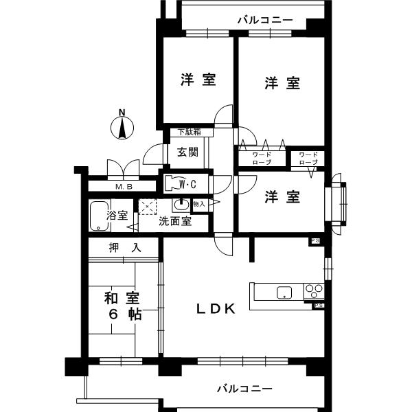 Floor plan. 4LDK, Price 16.8 million yen, Occupied area 84.95 sq m , Balcony area 26.22 sq m