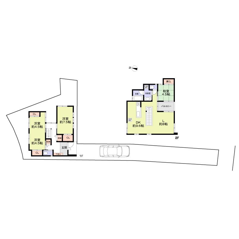 Floor plan. 56,800,000 yen, 4LDK, Land area 153.89 sq m , Building area 100.85 sq m   ■ Building area 100.85 sq m