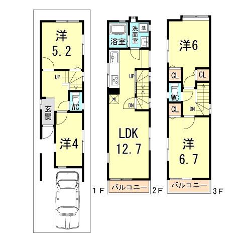 Floor plan. 25,800,000 yen, 4LDK, Land area 46.52 sq m , Building area 82.38 sq m