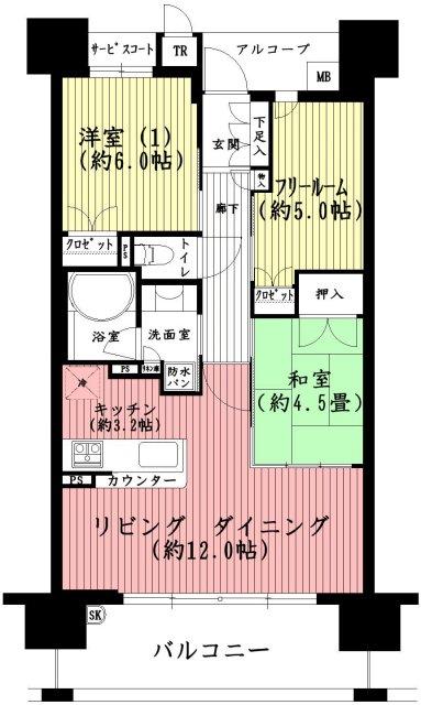 Floor plan. 2LDK + S (storeroom), Price 19,800,000 yen, Occupied area 67.28 sq m , Balcony area 12.8 sq m