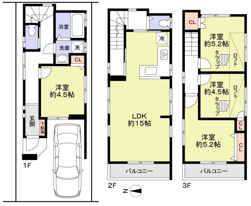 Floor plan. 35,800,000 yen, 4LDK, Land area 50.36 sq m , Building area 91.39 sq m