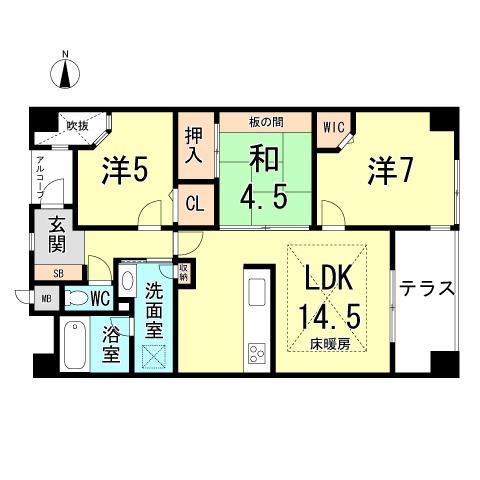 Floor plan. 3LDK, Price 28.5 million yen, Occupied area 69.01 sq m , Balcony area 6.63 sq m