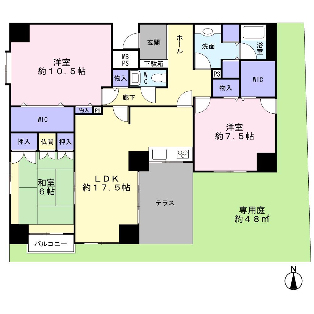 Floor plan. 3LDK, Price 27,800,000 yen, Footprint 107.11 sq m , Balcony area 1.95 sq m