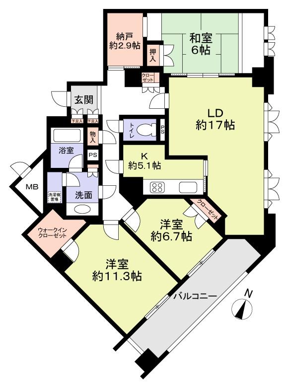 Floor plan. 3LDK + S (storeroom), Price 23.8 million yen, Footprint 130.13 sq m , Balcony area 14.79 sq m