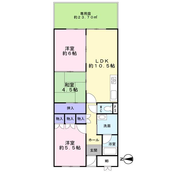 Floor plan. 3LDK, Price 12.6 million yen, Occupied area 59.63 sq m