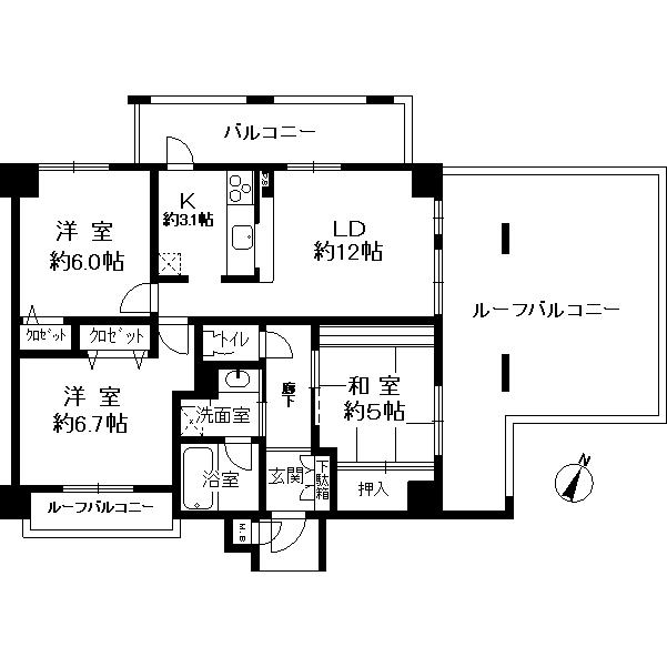 Floor plan. 3LDK, Price 27.5 million yen, Occupied area 64.05 sq m , Balcony area 7.93 sq m