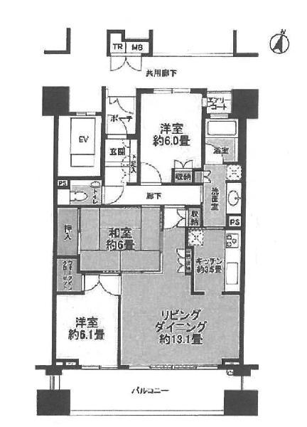 Floor plan. 3LDK, Price 49,500,000 yen, Occupied area 80.46 sq m , Balcony area 16 sq m