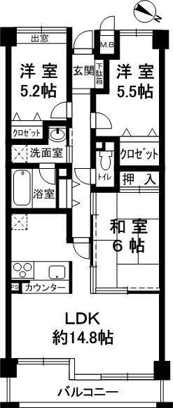 Floor plan. 3LDK, Price 19.5 million yen, Occupied area 69.37 sq m , Balcony area 7.38 sq m water around carefully your.