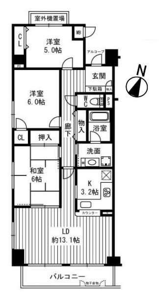 Floor plan. 3LDK, Price 35,900,000 yen, Occupied area 76.25 sq m , Balcony area 7.39 sq m