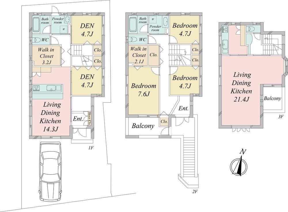 Floor plan. 57,800,000 yen, 3LLDDKK + 2S (storeroom), Land area 131.71 sq m , Building area 167.57 sq m   ■ Land area: about 39.84 square meters  ■ Building area: about 50.68 square meters  ■ 2 family house