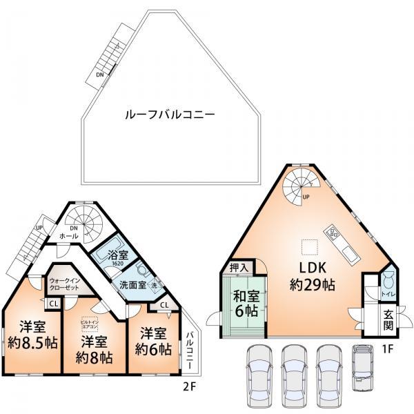 Floor plan. 45,800,000 yen, 4LDK, Land area 166.9 sq m , Building area 131.4 sq m Mato drawings