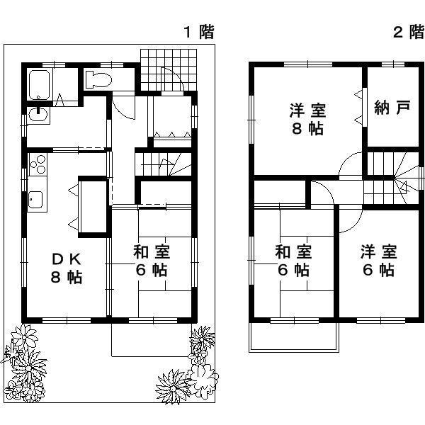 Floor plan. 27.5 million yen, 4DK + S (storeroom), Land area 70.42 sq m , Building area 89.42 sq m
