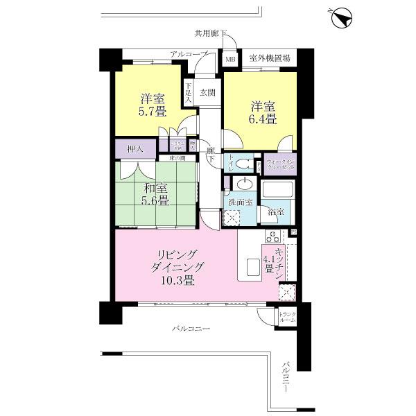 Floor plan. 3LDK, Price 21.3 million yen, Occupied area 71.54 sq m , Balcony area 16.74 sq m 3LDK.